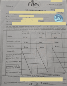 Firs Tax Clearance Certificate