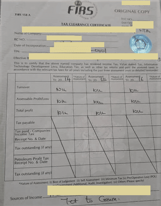 Tax Clearance Certificate Nigeria Business Information 1
