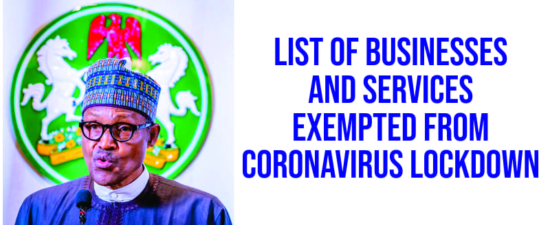List Of Businesses And Services Exempted From Restriction