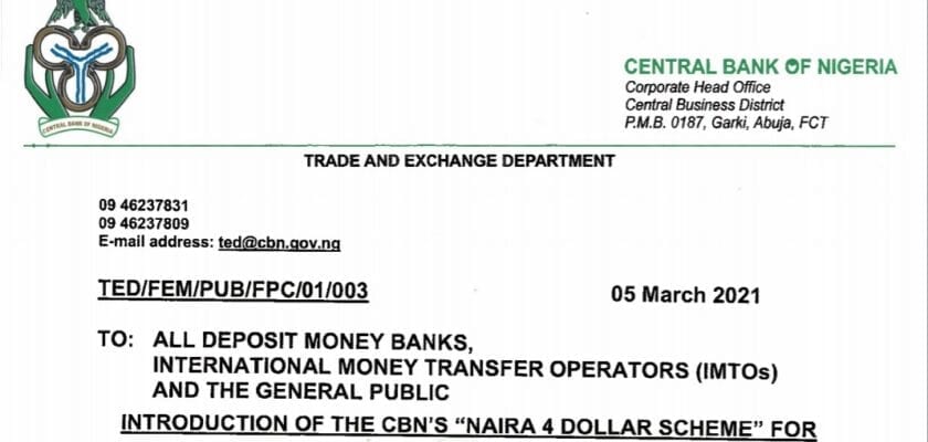 Cbn Naira 4 Dollar Scheme